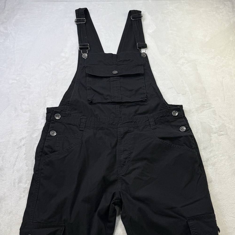 Y2K Uskees Black Overalls Men's Large Cargo Pockets Cotton